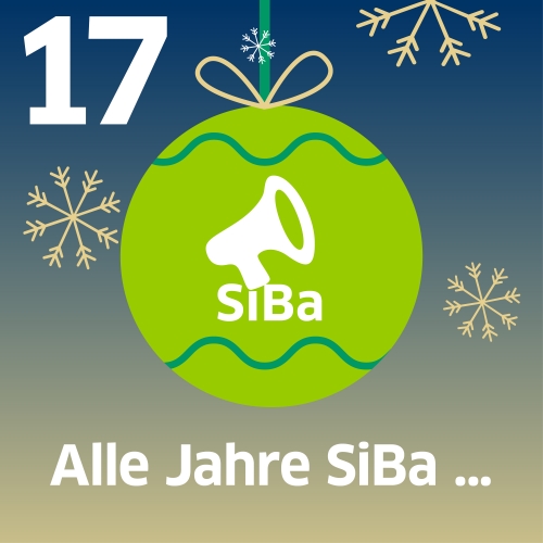 Christbaumkugel mit Aufschrift: Alle Jahre SiBa