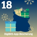 Sack mit Geschenken und Schrift: DigiBitS-App-Bescherung